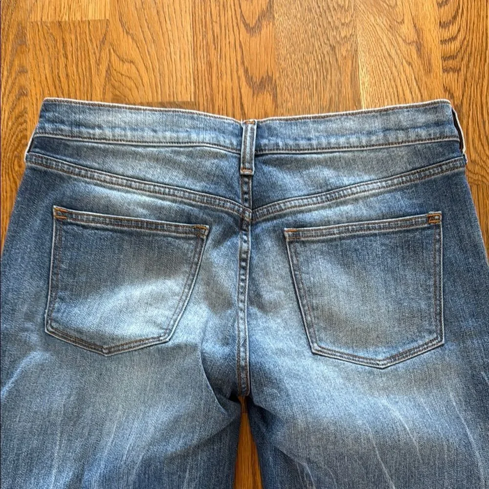 J Crew Distressed Straight Leg Blue Denim Jeans